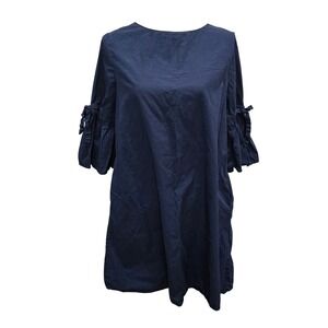 Zara Basic 1975‎ Boho Blue Shift Dress Tie Sleeve Knee Length Womens Medium